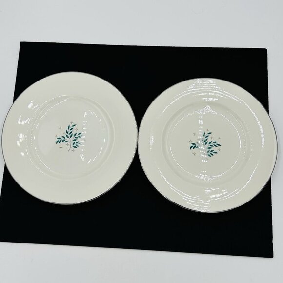 Syracuse China Lyric Pattern 10.25" Dinner Plates Vintage 1950s MCM Set of 2 - Picture 1 of 10